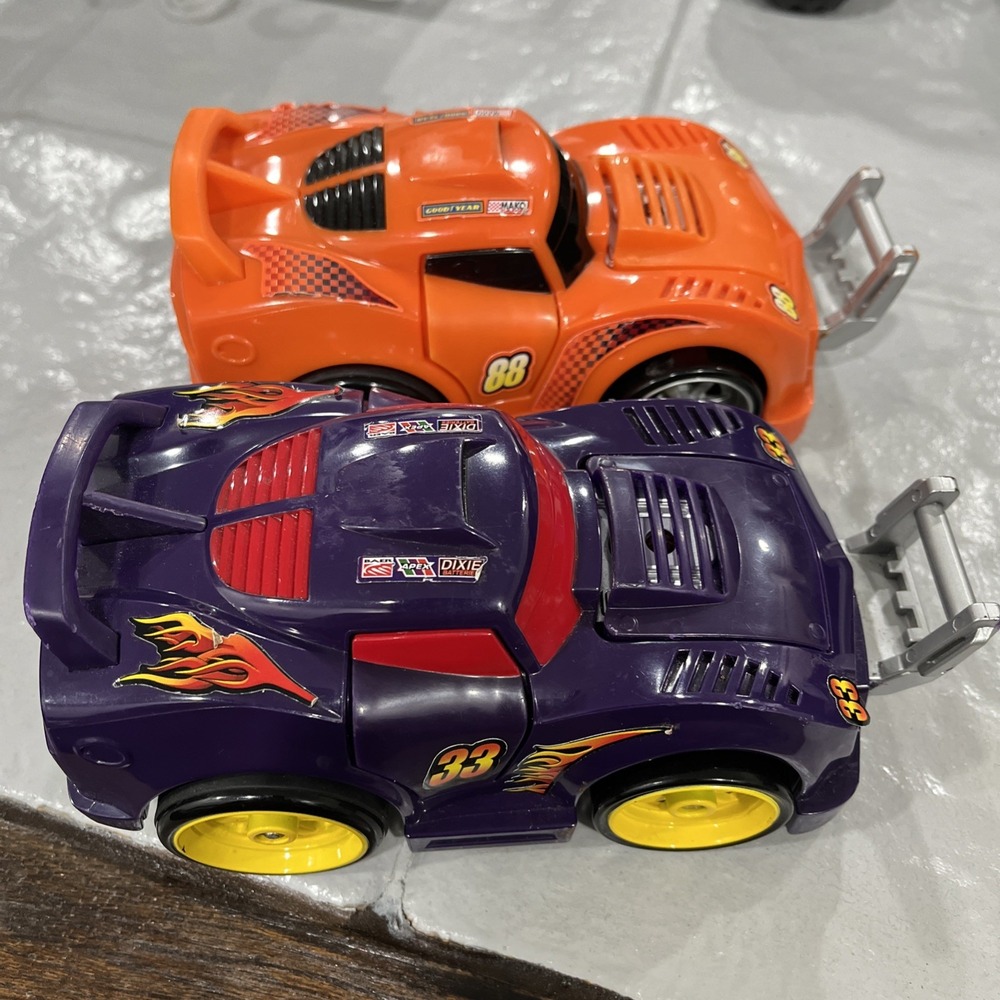 Mattel 2007 Fisher Price Shake N Go Rally Race Crash Ups Purple Orange Car 88#33